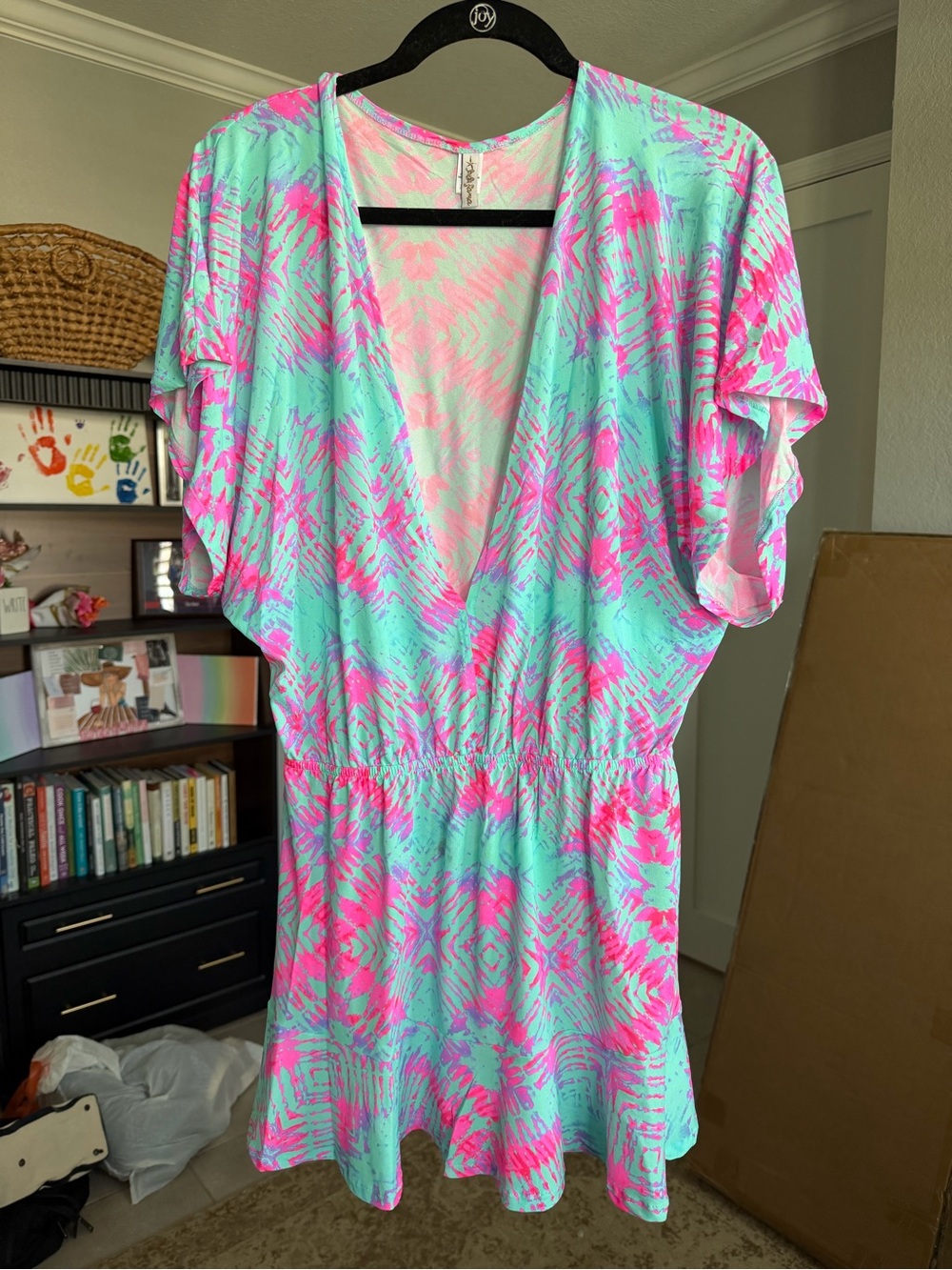 Luli Fama Mint & Hot Pink Tie-Dye Swim Coverup Dress